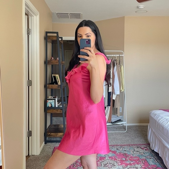Mini Hot Pink Slip Dress - Picture 3 of 9